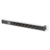 Digitus Aluminium outlet strip with overvoltage protection and line filter, 7 safety outlets, 2 m supply safety plug