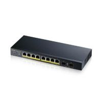 Zyxel GS1900-10HP v2 8-port GbE L2 PoE Smart Switch + 2 SFP slots 802.3at desktop fanless 70 Watt