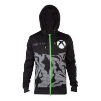 Microsoft Xbox Tech All-over Print Full Length Zipper Hoodie, Male, Extra Extra Large, Black (HD143567XBX-2XL)