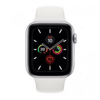 Apple Watch Series 5 GPS + Cellular, 44mm Silver Aluminium Case with White Sport Band - S/M & M/L