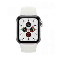 Apple Watch Series 5 GPS + Cellular, 40mm Stainless Steel Case with White Sport Band - S/M & M/L