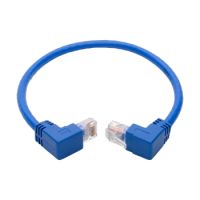 Tripp Lite Up-Angle Cat6 UTP Patch Cable, RJ45, Up-Angle Male/Down-Angle Male, Gigabit, Molded, M/M, Blue, 0.31 m