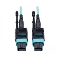 Tripp Lite MTP/MPO Patch Cable with Push/Pull Tabs, 12 Fiber, 40GbE, 40GBASE-SR4, OM3 Plenum-Rated - Aqua, 3M