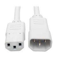 Tripp Lite Standard Computer Power Extension Cord, 10A, 18 AWG (IEC-320-C14 to IEC-320-C13), White, 0.61 m