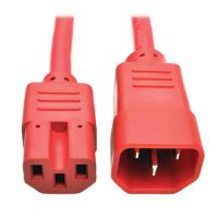 Tripp Lite Heavy-Duty Computer Power Cord, 15A, 14 AWG (IEC-320-C14 to IEC-320-C15), Red, 0.61 m