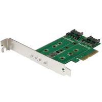 StarTech 3-Port M.2 SSD (NGFF) Adapter Card - 1 x PCIe (NVMe) M.2, 2 x SATA III M.2 - PCIe 3.0