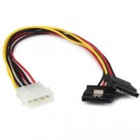 StarTech 12in LP4 to 2x Latching SATA Power Y Cable Splitter Adapter - 4 Pin LP4 to Dual SATA