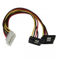 StarTech 12in LP4 to 2x Right Angle Latching SATA Power Y Cable Splitter - 4 Pin LP4 to Dual SATA