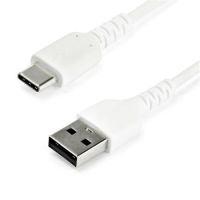 StarTech 1M USB A to USB C Charging Cable - Durable Fast Charge & Sync USB 2.0 to USB Type C Data Cord - Rugged TPE Jacket Aramid Fiber M/M 60W White - Samsung S10, iPad Pro, Pixel