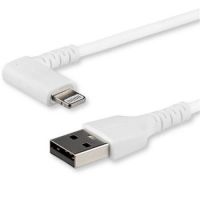 StarTech 1m USB A to - Durable 90 Degree Right Angled White USB Type A to Lightning Connector Sync & Charger Cord w/Aramid Fiber Apple MFI Certified iPad iPhone 11