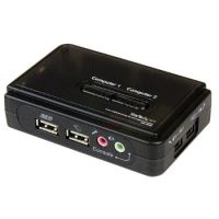 StarTech 2 Port Black USB KVM Switch Kit with Audio and Cables