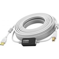 Vision White USB 2.0 Cable 10m