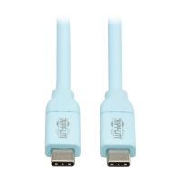 Tripp Lite U040AB-006CS5LB Safe-IT USB-C Cable (M/M), Antibacterial, Ultra Flexible, 240W PD Charging, Light Blue, 6 ft. (1.8 m)