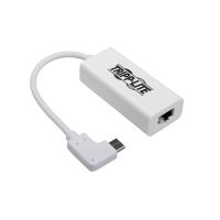 Tripp Lite U436-06N-GBW-RA USB-C to Gigabit Network Adapter with Right Angle USB-C, Thunderbolt 3 Compatibility - White