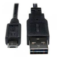 Tripp Lite Universal Reversible USB 2.0 Hi-Speed Cable (Reversible A to 5Pin Micro B M/M), 3-ft.