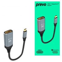 PREVO USBC-DP-ADA video cable adapter 0.2 m USB Type-C DisplayPort Black, Silver