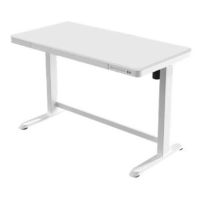 DDB White Glass White Metalwork Sit Stand Desk 1200 X 600MM